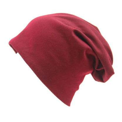UTTPLL Unisex Baggy Cotton Beanies Lightweight Hip-Hop Soft Slouchy Stretch Beanie Hat Chemo Caps for Men Women - color: Wine Red
