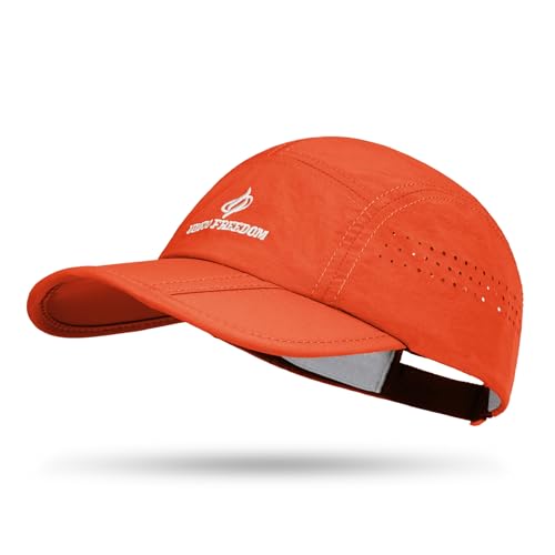 Clakllie Quick Dry 5 Panel Cap for Men Summer Folding Outdoor Hat Breathable Baseball Cap Unstructured Running Hiking Hats - color: Bs26zd01-brightorange