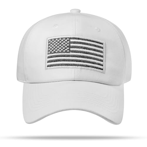 American Flag Hat, Adjustable Fit USA Baseball Cap for Men Women, Dad Hats, Outdoor Ball Caps for Casual Wear - color: White