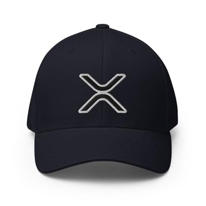 FX XRP Fitted Hat Embroidered Curved Bill Mid Crown Closed-Back Structured Twill Cap - color: Dark Navy, size: Small-Medium