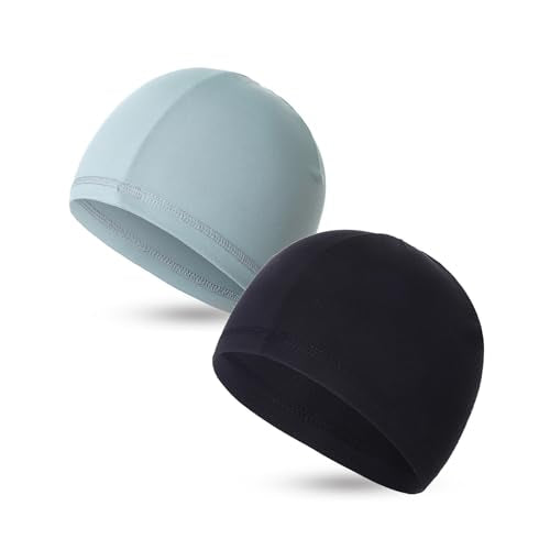 Renil Lightweight Quick Dry Skull Caps, Moisture Wicking Cycling Cap/Helmet Liner Running Beanie Caps for Men and Women - color: Black,light Gray
