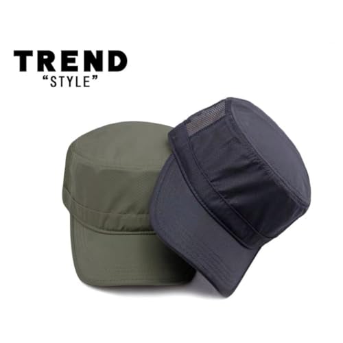 FASHIXD Mesh Military Hat for Men Summer Army Cap Quick Qry Short Bill Hat Cadet Cap - color: Dark Green