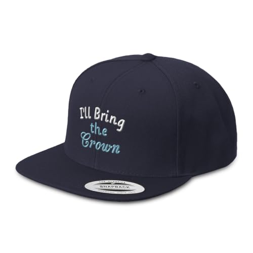 Speedy Pros Snapback Hats for Men & Women I'll Bring The Crown Acrylic Flat Bill Baseball Cap - color: Navy