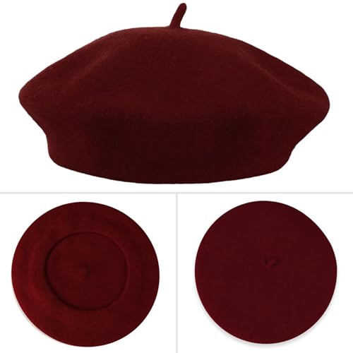 Women's Beret Hats – Chic French Berets for Women, Premium Wool Beret – A Classic Wardrobe Addition for Stylish Women - color: Wine