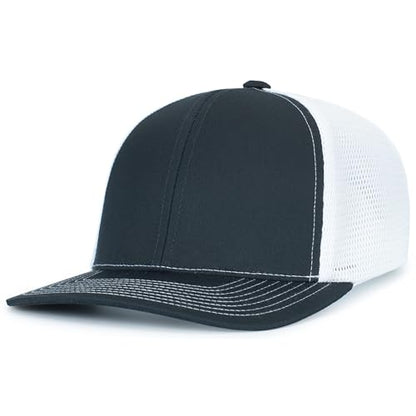 Pacific Headwear Contrast Stitch Trucker Pacflex Snapback Cap - color: Navy/White/Navy