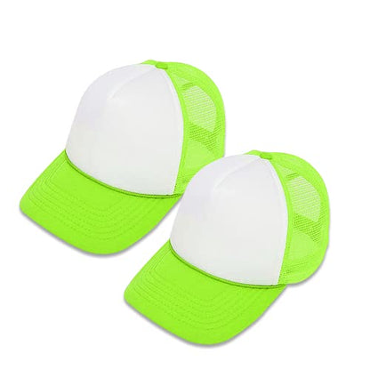 MR.R Sublimation Blanks Polyester Mesh Cap Mesh Hat Two Tone Trucker Summer Mesh Cap with Adjustable Snapback,2pcs per Pack - color: Green