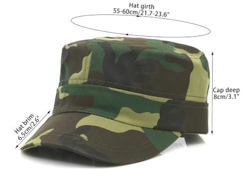 Men's Military Cadet Hat Flat Top Newsboy Cap - color: C - Olive Green ( Camo )
