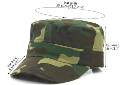 Men's Military Cadet Hat Flat Top Newsboy Cap - color: C - Olive Green ( Camo )