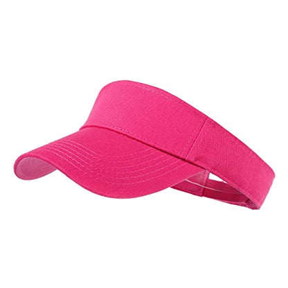 HH HOFNEN Sports Sun Visor Hats Cotton Adjustable Golf Caps for Men Women - color: #1b Solid Hotpink
