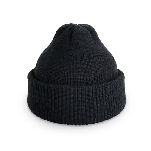 Fisherman Beanie Cuffed Knit Winter Hat Trawler Sailor Watch Cap Men Women - color: Classic (Black)