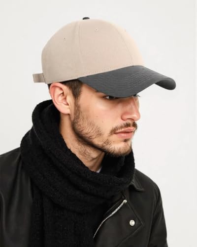 Zylioo XXL Baseball Cap for Big Heads Men Women, Washed Denim Dad Hat - color: 2-tone-beige/Gray, size: X-Large-XX-Large