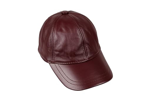 Genuine Leather Unisex Baseball Cap - color: Burgundy