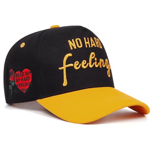 Funny Hat No Hard Feelings Trucker Hats Vintage Baseball Cap Unisex - color: Yellow-black