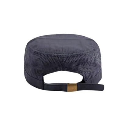 FASHIXD Mesh Military Hat for Men Summer Army Cap Quick Qry Short Bill Hat Cadet Cap - color: Dark Blue