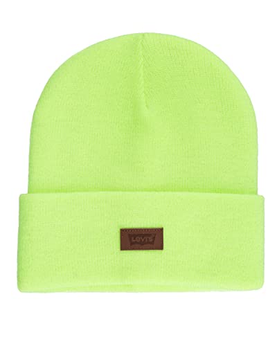 Levi's Mens All-Season Hero Beanie Soft Knit Cuffed Winter Hat, Warm & Comfortable Everyday Style - color: Neon Yellow Solid
