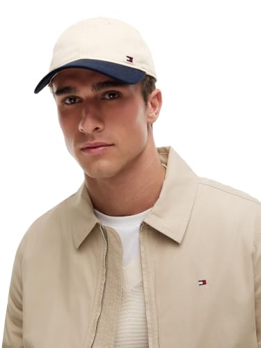 Tommy Hilfiger Men's Cotton Billy Adjustable Flap Baseball Cap - color: Vanilla/Sky Captain