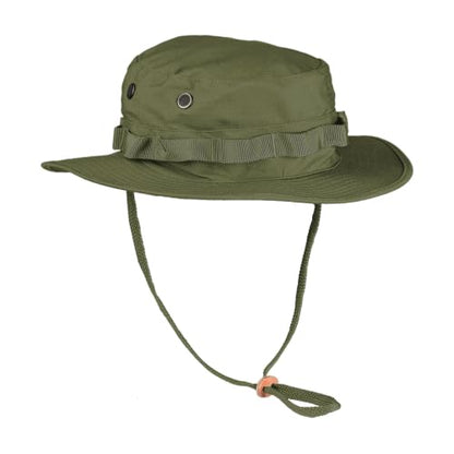 Mil-Tec Unisex Cotton Ripstop Boonie Hat - Durable Lightweight Tactical Outdoor Vented Wide Brim Hat w/Adjustable Chin Strap - color: Olive Drab, size: Medium