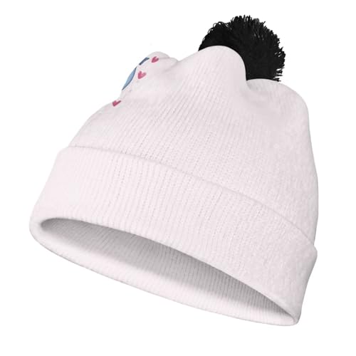 Girls Boys Winter Warm Knit Beanie Pompom Elasticity Slouchy Hat Skull Caps for Childrens - color: Love Axolotl
