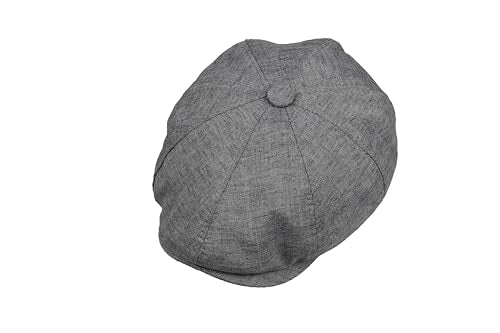 8 Panel Newsboy Cap – Linen Blend with 100% Cotton Lining - color: Dark Gray, size: X-Large