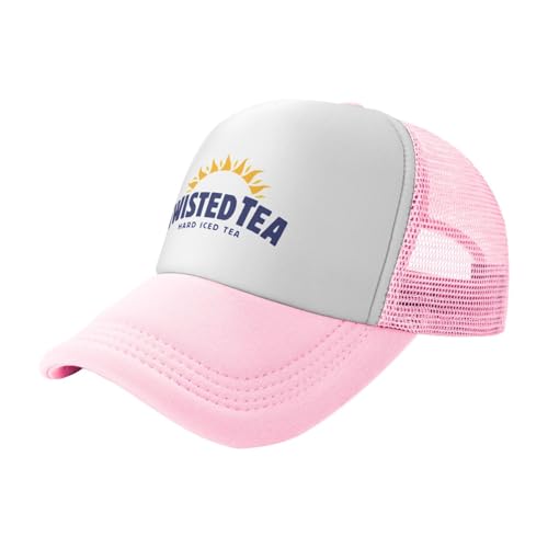 Mens Twisted Trucker Hat Mesh Snapback Adjustable Baseball Cap - color: Pink