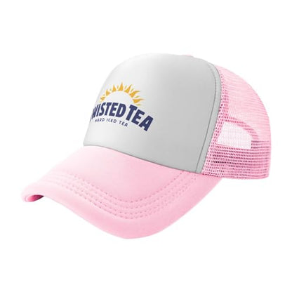 Mens Twisted Trucker Hat Mesh Snapback Adjustable Baseball Cap - color: Pink