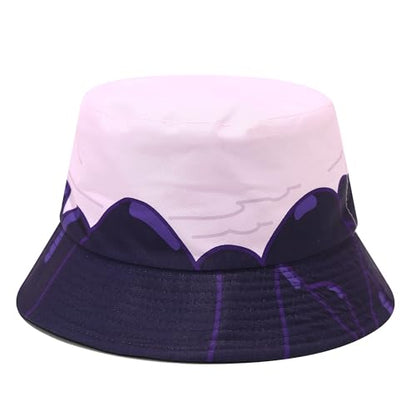 Unisex Print Double-Side-Wear Reversible Bucket Hat - color: Purple Mountains