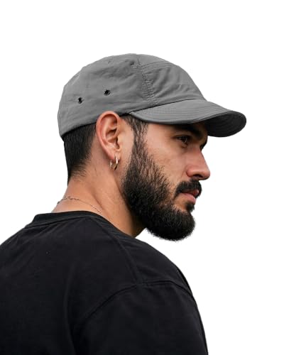 Clakllie Quick Dry Short Brim Hats for Men 5 Panel Running Hat Waterproof Baseball Cap Outdoor Hiking Hat Flat Bill Cadet Cap - color: Cdus-ddy1-gray