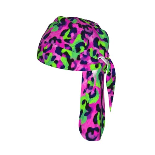 Do Rag Skull Cap Breathable Cycling Cap Adjustable Headscarf Helmet Liner for Men Women - color: Bright Leopard