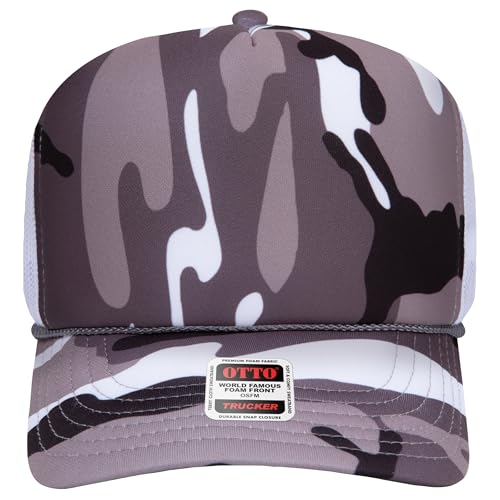 BROTHER TRUCKERS The World's Greatest Camouflage Patterned Trucker Hat Blanks - Wholesale Bulk Unisex Snapback Hats - color: Snow Camo/White Poly