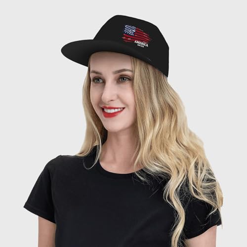 Snapback Hats for Men Flat Bill Brim Hats for Men Skeleton Skull Fitted Hat for Mens Black Baseball Hat Hip Hop ﻿ - color: American Flag