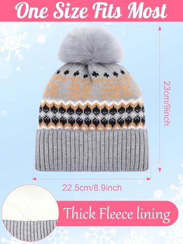 JaGely 6 Pcs Women Winter Beanie Hat Gloves Set Warm Knitted Hats and Touchscreen Gloves Lady Cold Winter Gifts for Christmas - color: Black, Grey, Pink