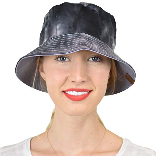 C.C Unisex 100% Cotton Packable Reversible Tie Dye Bucket Sun Hat - color: Black/Grey