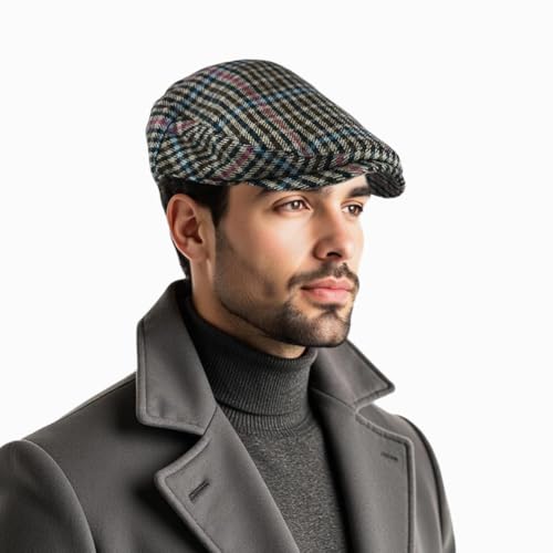 Newsboy Cap for Men/Women Newsboys Hat Men Beret Hats Soft & Comfortable Dress Beret Fashionable Caps for Daily Wear - color: Houndstooth Blue, size: X-Large