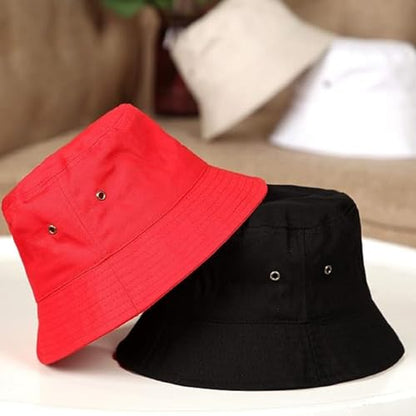 SATINIOR 4 Pcs Bucket Hat Summer Cotton - color: Black, White, Beige, Red, size: Large