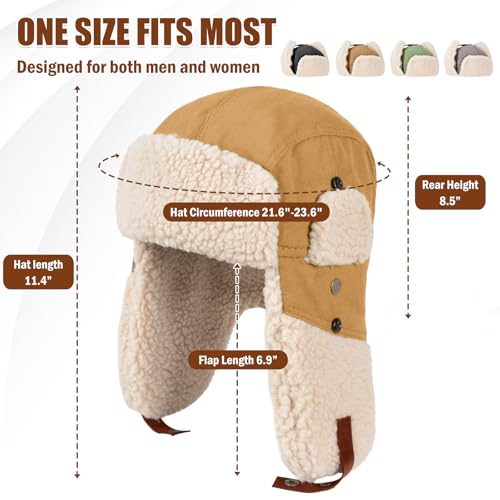 Trapper Hat + Hammock Underquilt, Warm Winter Russian Aviator Hat with Fleece Ear Flaps for Men Women, Orange Under Quilt for Single Hammock
