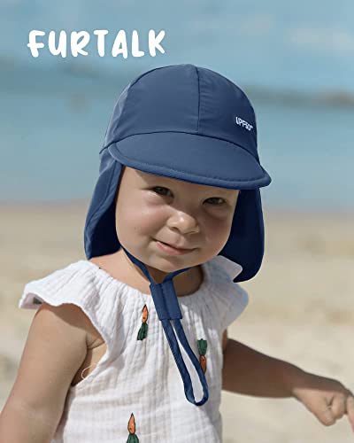 FURTALK Baby Sun Hat with Neck Flap UPF 50+ Toddler Quick Dry Swim Hat - color: Navy, size: 0-6 Months