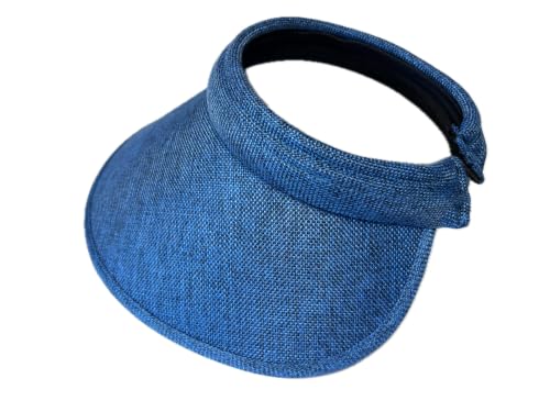 PRO.FASHION Women's Summer Sun UV Protection Visor Wide Brim Clip on Beach Pool Golf Cap Hat-Polyester - color: Tapered Brim - Navy