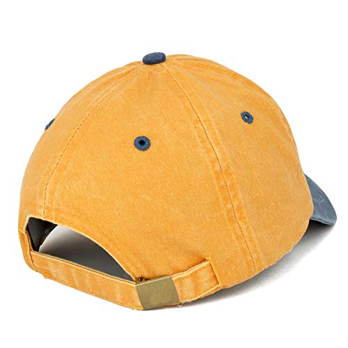 Trendy Apparel Shop Orange Patch Pigment Dyed Washed Two Tone Baseball Cap - color: Mustard Navy