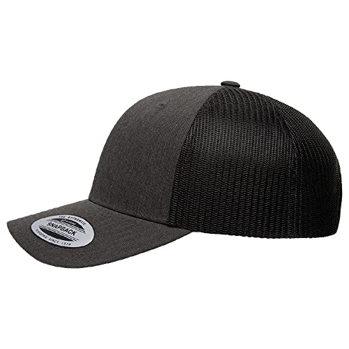 Yupoong Classic Mesh 6 Panel Retro Trucker Cap | Mid Profile Snapback - color: Dark Heather
