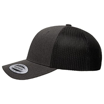 Yupoong Classic Mesh 6 Panel Retro Trucker Cap | Mid Profile Snapback - color: Dark Heather