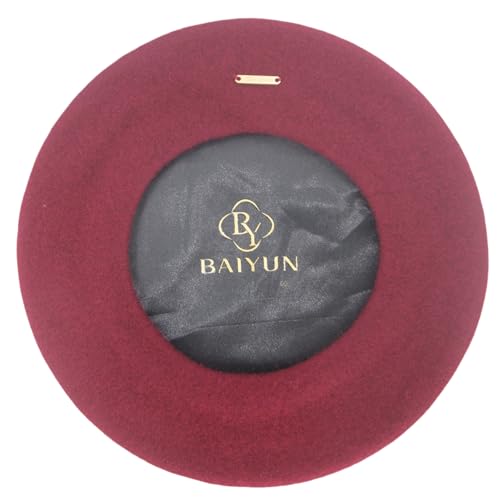 Classic Wool French Red Beret Hats for Women Men - color: M --Wine Red