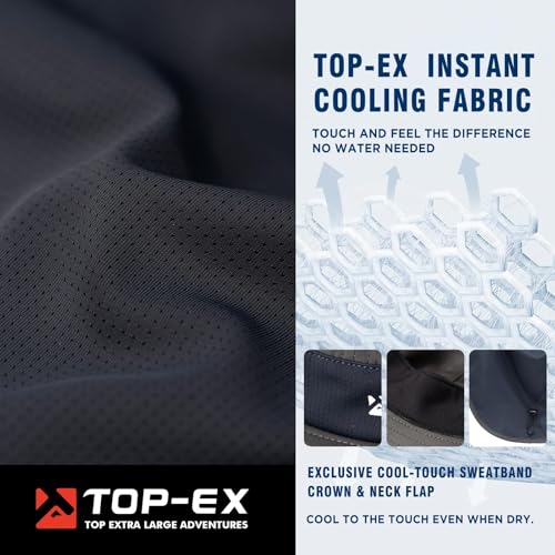 TOP-EX UPF 50+ Cooling Wide Brim Sun Hat for Men with Neck Flap, Packable - color: Dark Grey - Fish Camo, size: Large-X-Large