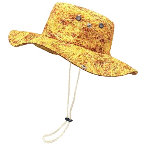 Sun Bucket Hat for Men Women Fishing Beach Safari Trendy Cotton Cowboy Cap for Golf Hiking Hunting Outdoor Boonie - color: Golden Bark