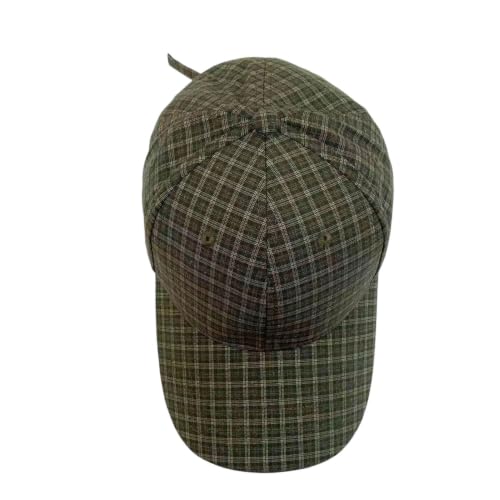 Unisex Plaid Baseball Cap Classic Checkered Cotton Dad Hat Retro Adjustable - color: Green