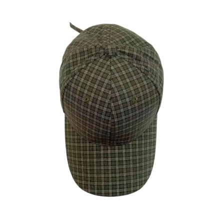 Unisex Plaid Baseball Cap Classic Checkered Cotton Dad Hat Retro Adjustable - color: Green