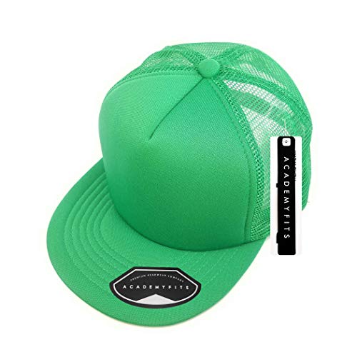 Quality 5 Panel High Crown Trucker Foam Mesh Hat Snapback Men Women Unisex Waterproof Blank Cap #2070 - color: Green