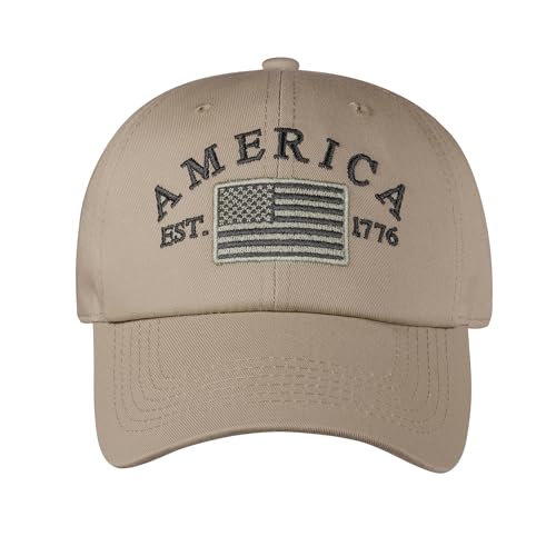 IIN American Flag Baseball Cap for Men Women Low Profile USA Army Tactical Operator Military Plain Dad Hat - color: Usa-khaki