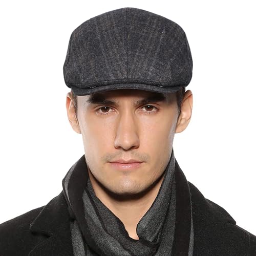 Sumolux Mens Newsboy Cap Winter Beret Hat Cabbie Flat Cap - color: B Grey