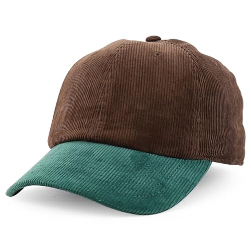 Trendy Apparel Shop Cotton Corduroy Unstructured Baseball Cap Dad Hat - color: Dark Brown Green