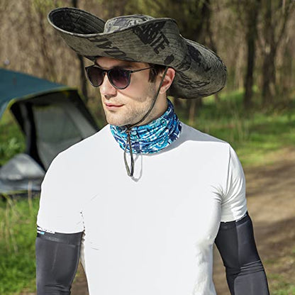 HUAMULAN Men Women 6" Wide Brim Sun Protection Hat Summer Fishing Hats - color: Hn005-junlv-smo